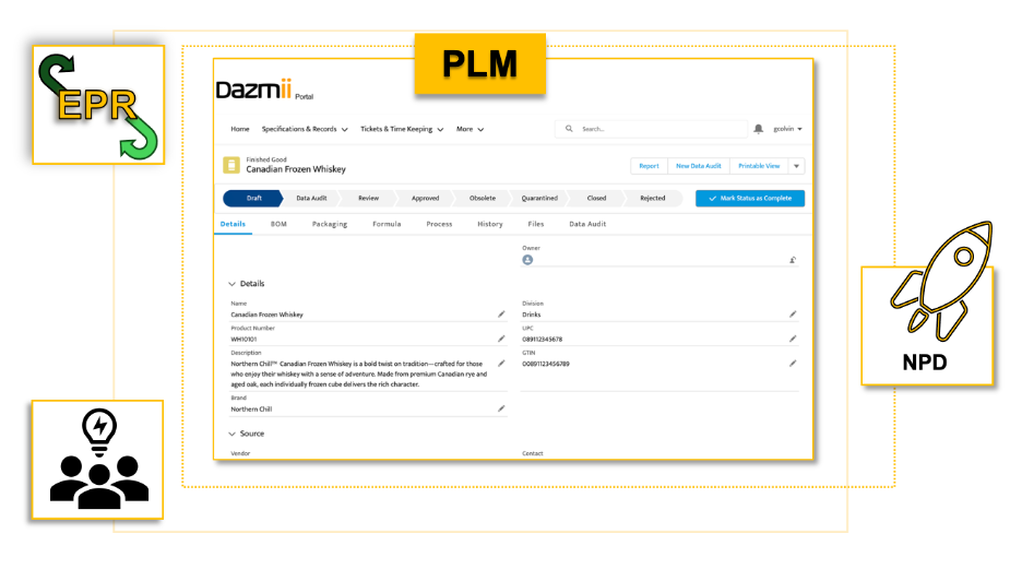 Dazmii Portal specification data management solution PLM